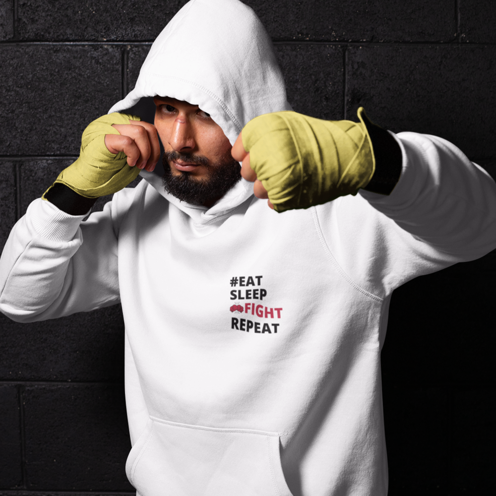  PBC Eat, Sleep, Fight, Repeat Women's Hoodie, Black Logo