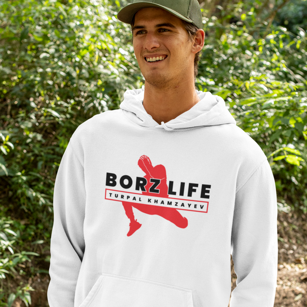 BORZLIFE by Turpal Khamzayev Hoodie, Red Logo