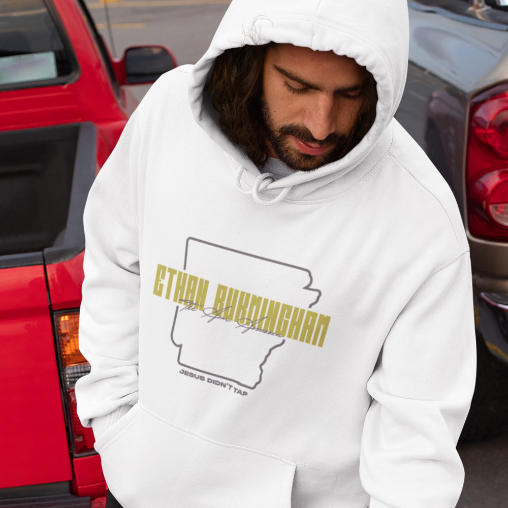 “The Arm Assassin” by Ethan Burmingham Hoodie, Dark Logo