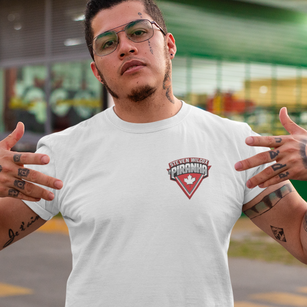 Steven "The Piranha" Wilcox Men's T-Shirt, Mini Logo Side