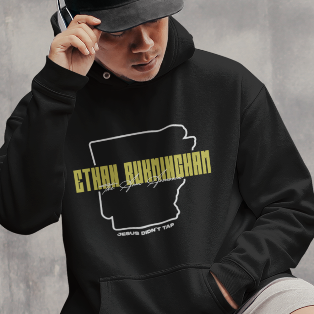 “The Arm Assassin” by Ethan Burmingham Hoodie, Light Logo