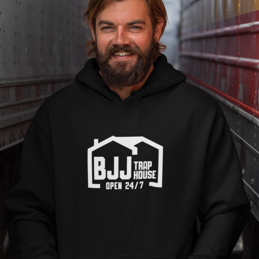 BJJ Traphouse Tyler Trump Men's Hoodie, White Logo
