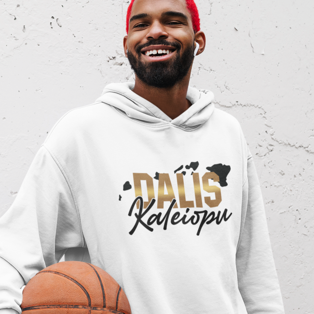 Dalis Kaleiopu Hawaii Map Hoodie, Black Logo