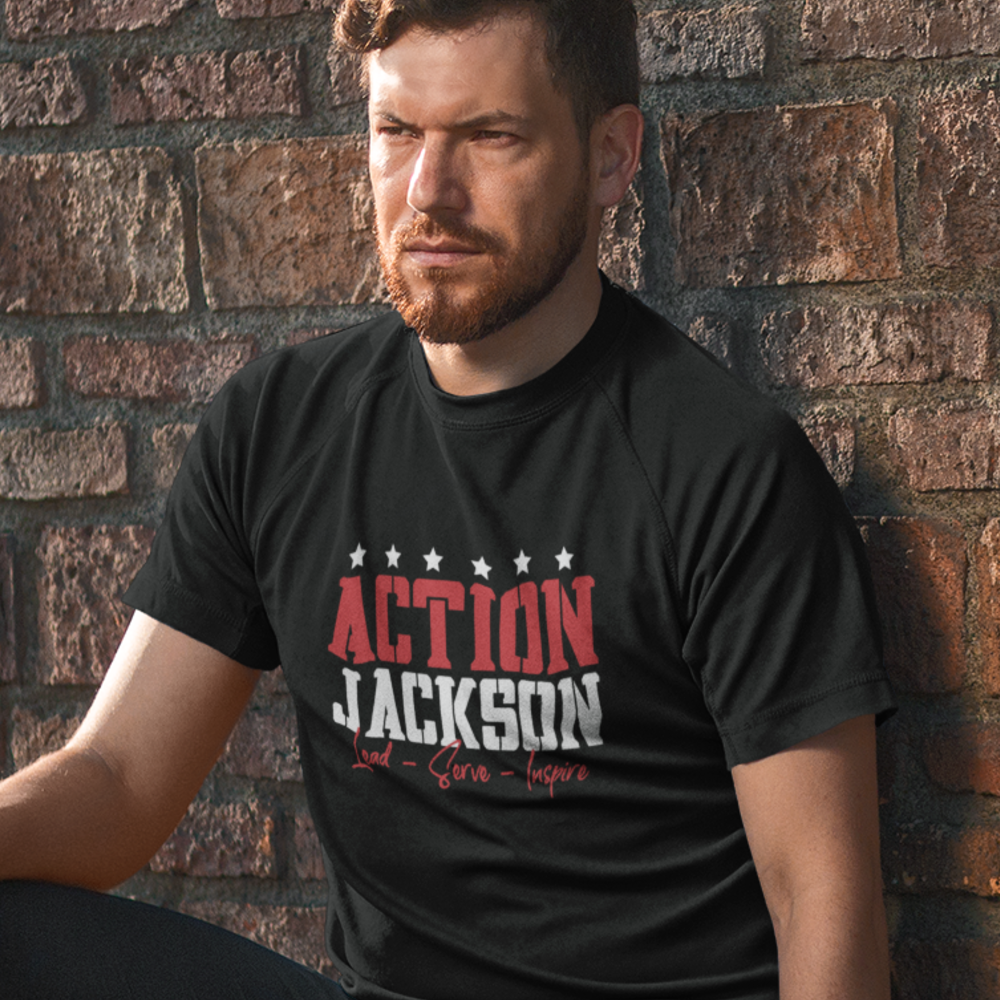 Lead-Serve-Inspire ACTION by Patrick Jackson T-Shirt, White Logo