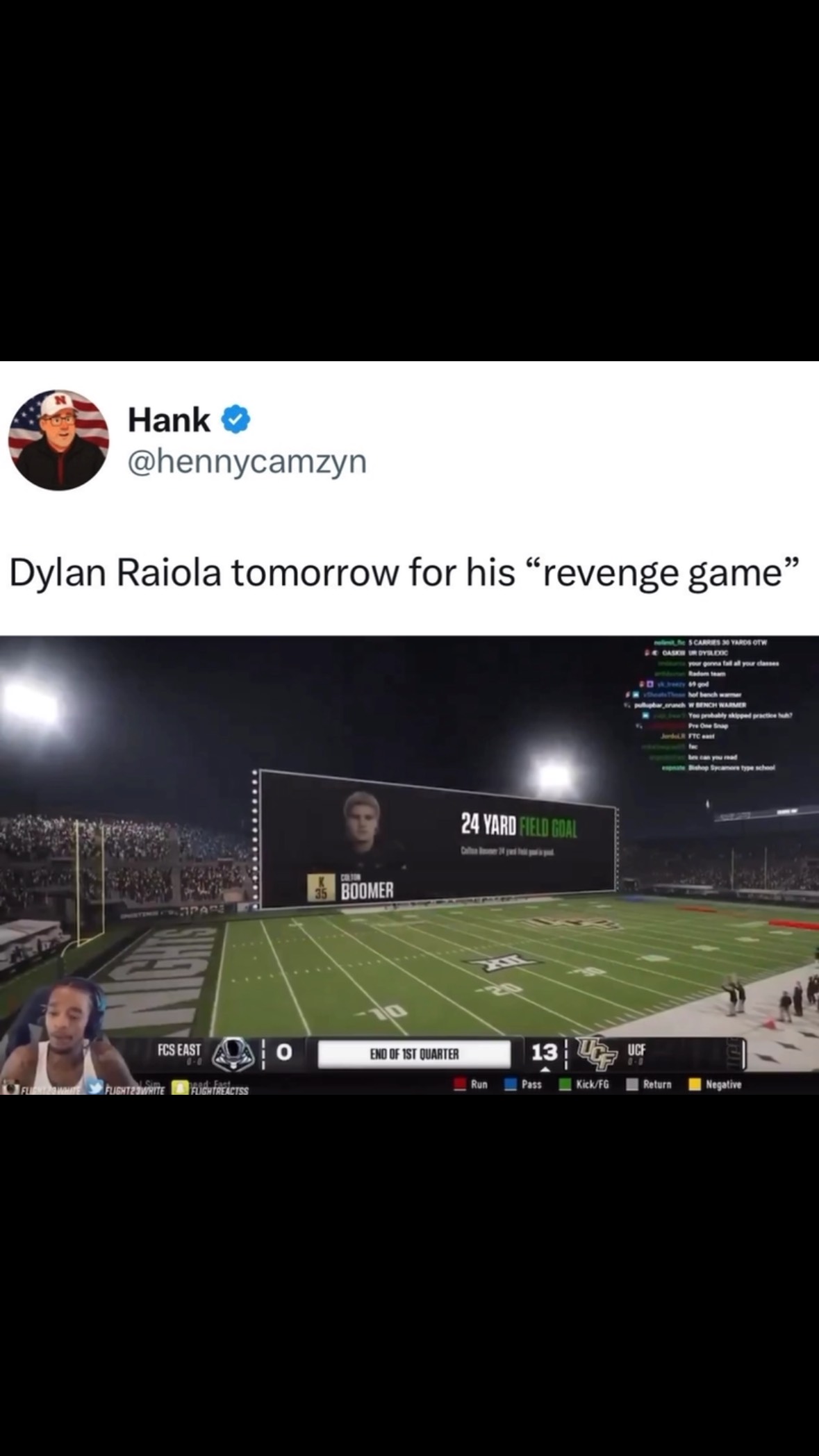 Dylan Raiola's "Revenge Game" Meme