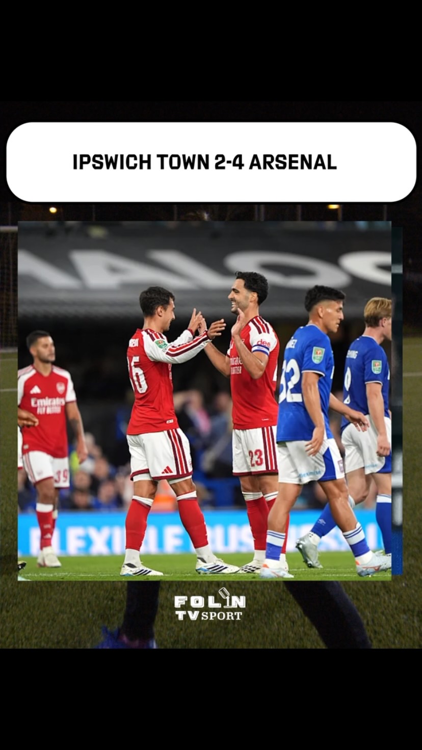 Arsenal beats Ipswich 4-2 to advanc...