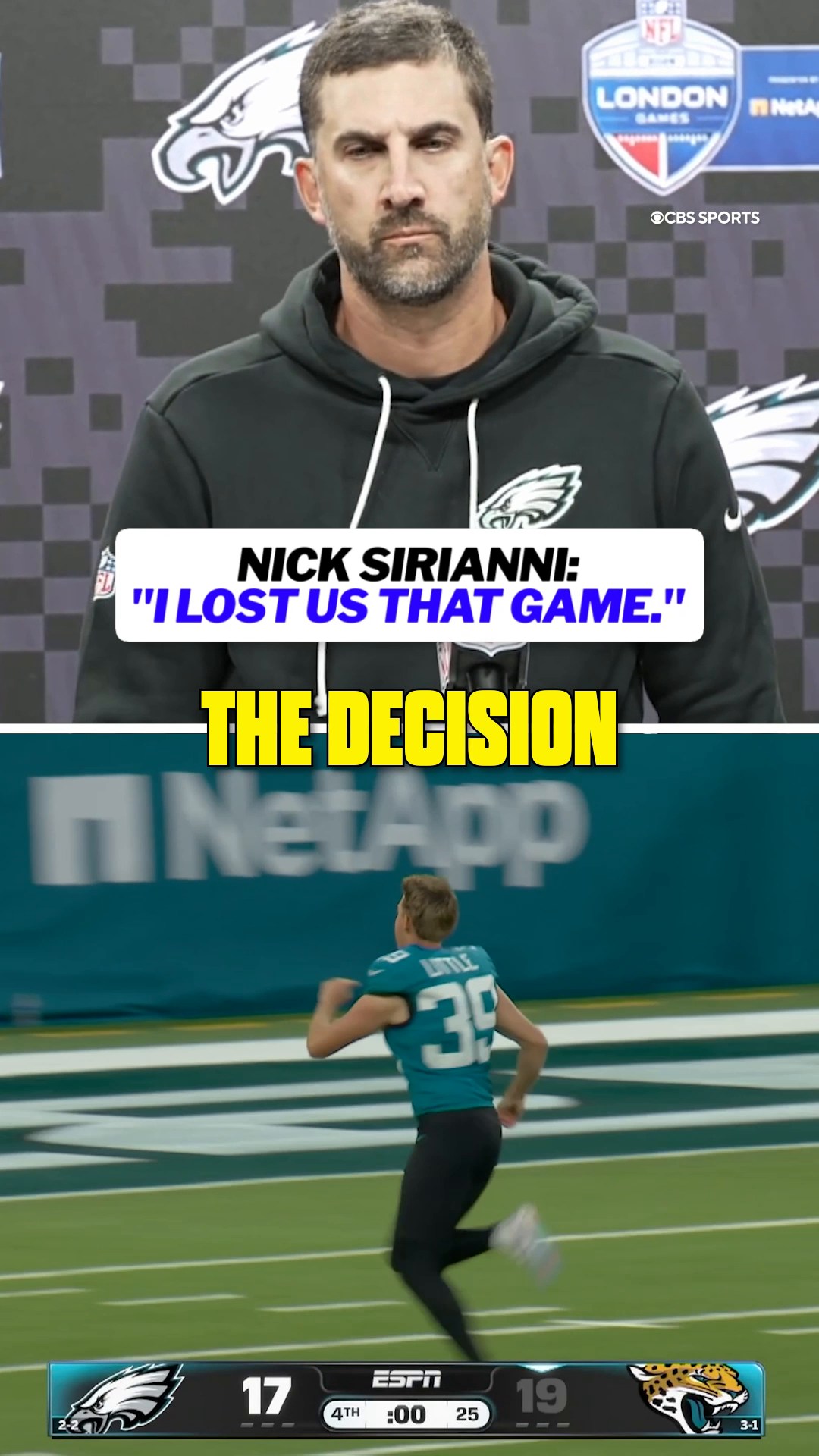Nick Sirianni: "I lost us that game...