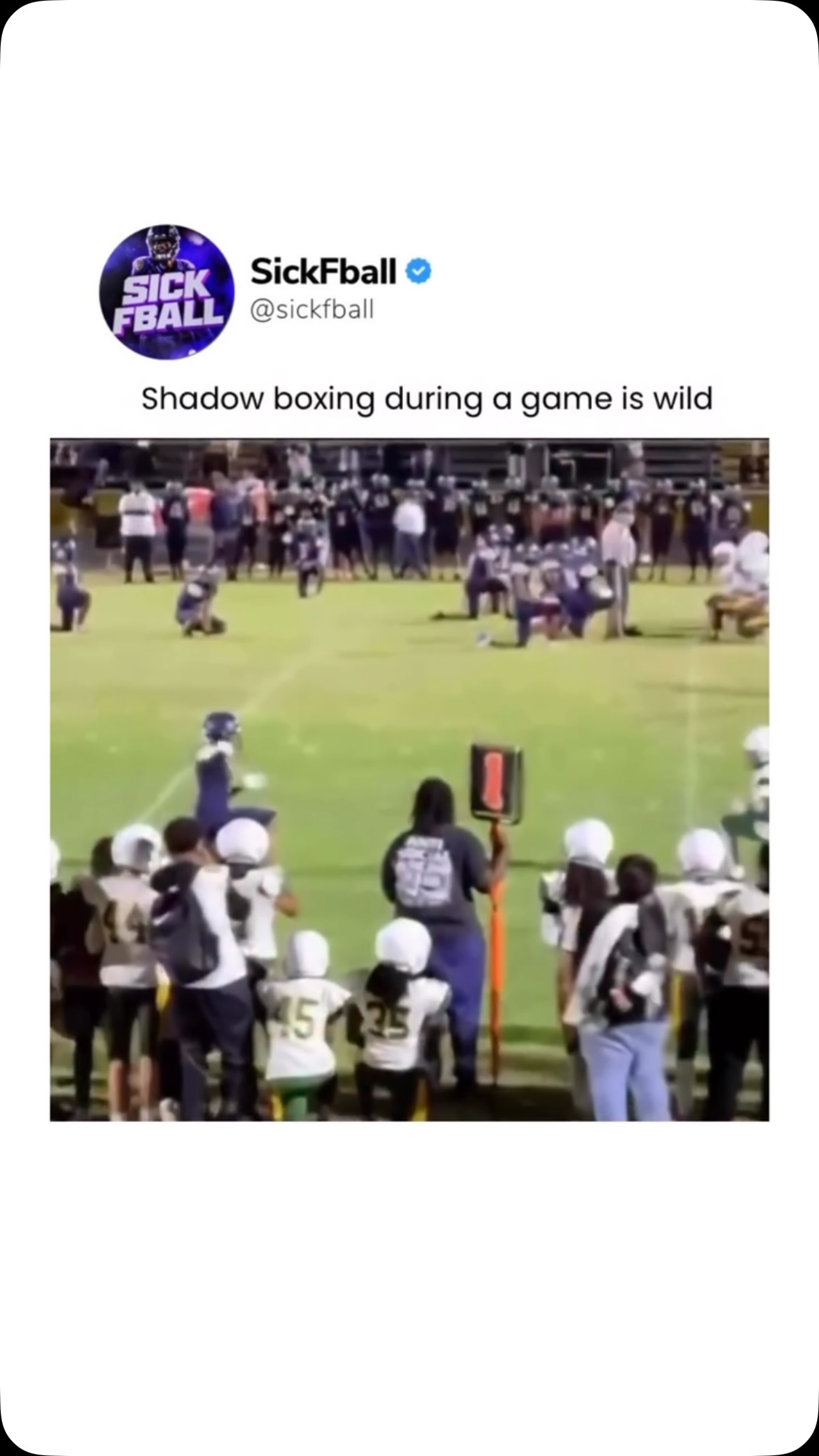 Shadow boxing during a game is wild