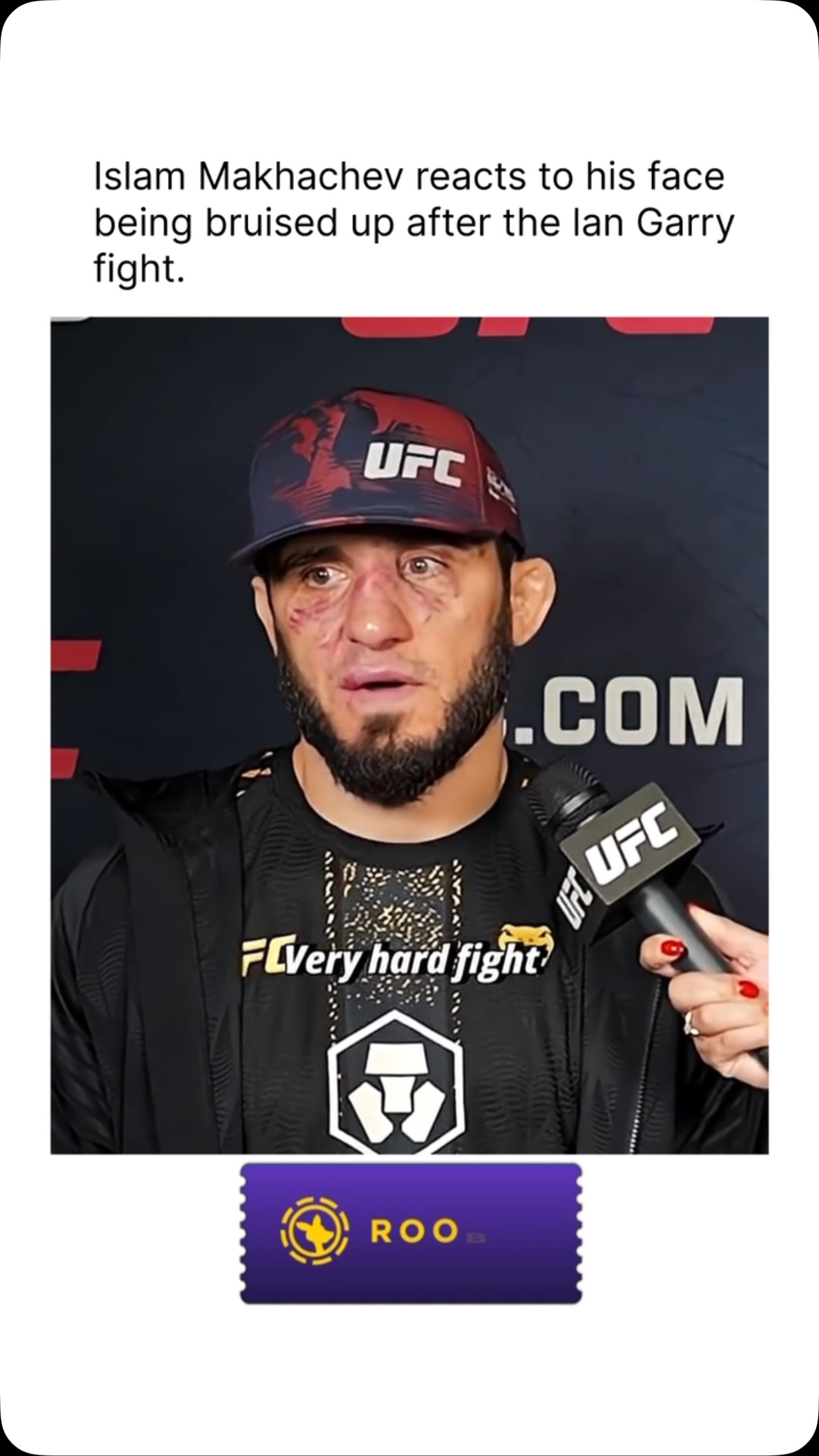 Islam Makhachev reacts to his bruis...