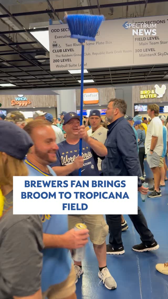 Brewers fan brings broom to Tropica... on MILLIONS Brewers fan brings broom to Tropica...
