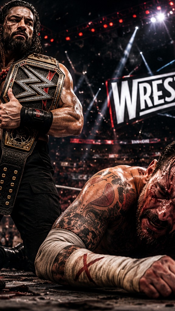 Roman Reigns after defeating CM Pun...