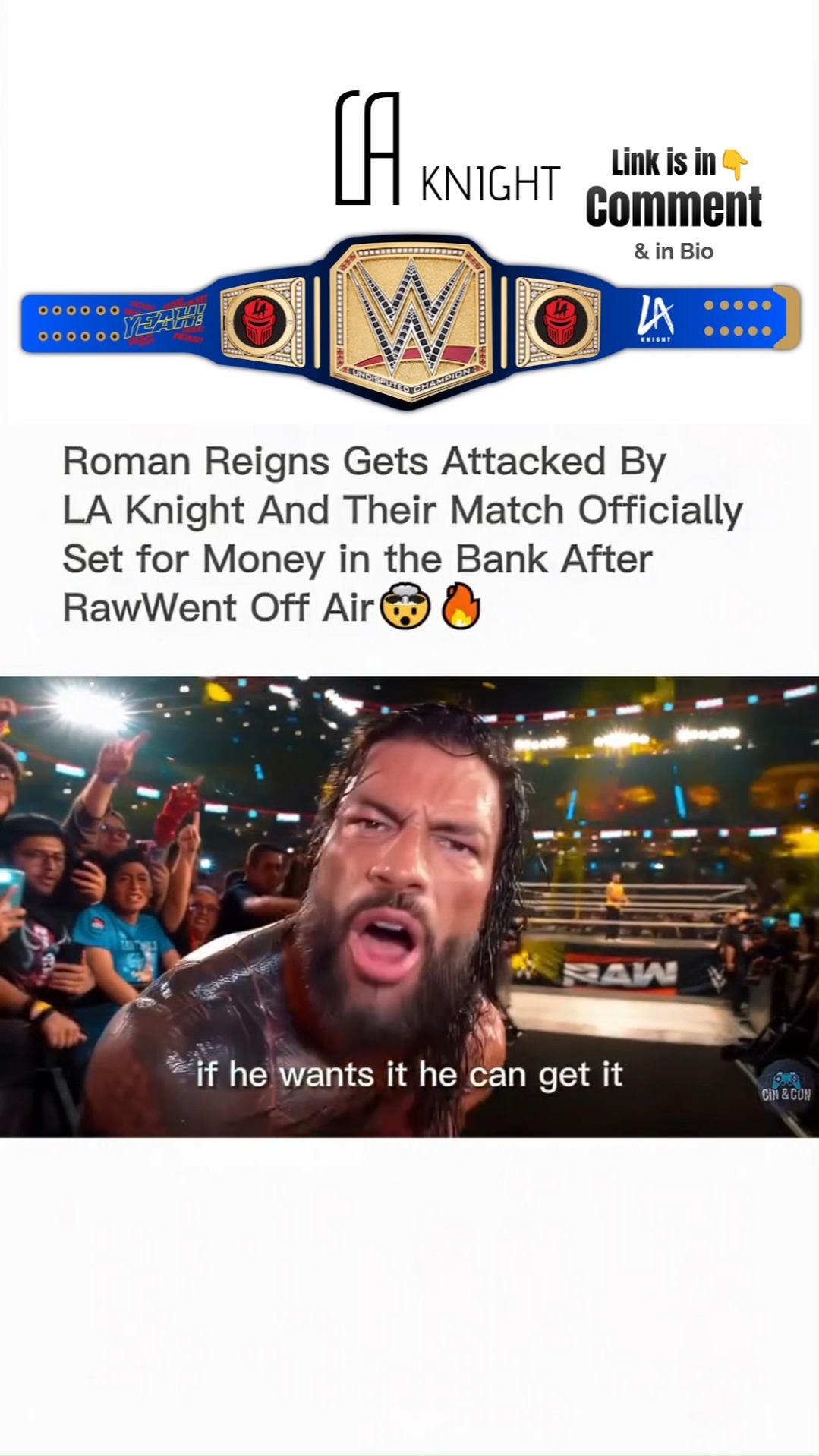Roman Reigns attacked by LA Knight ...