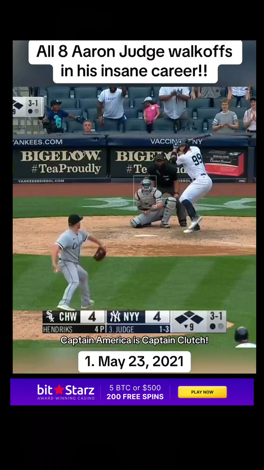 Aaron Judge's 8 Career Walk-Off Hit...