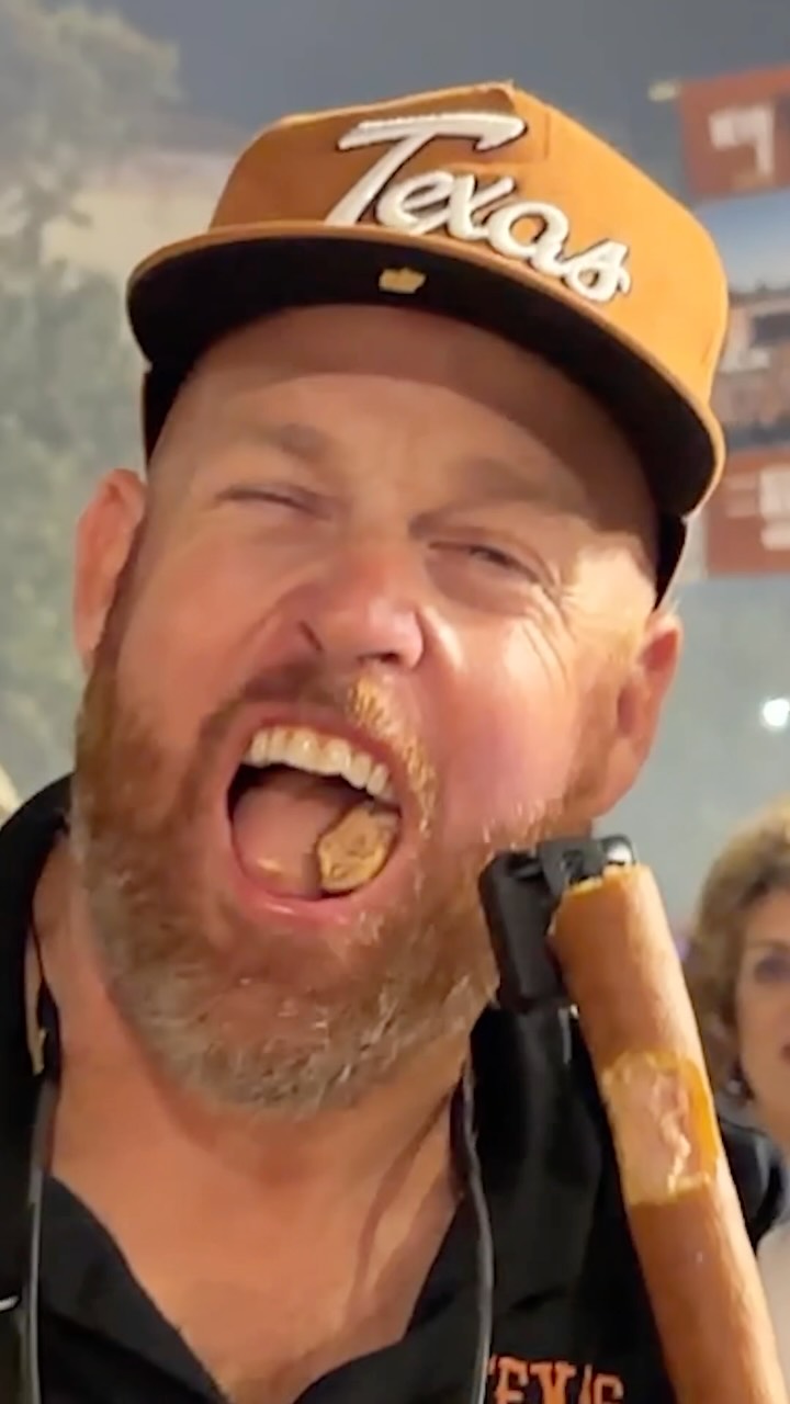 Texas fan celebrates after the Horn...