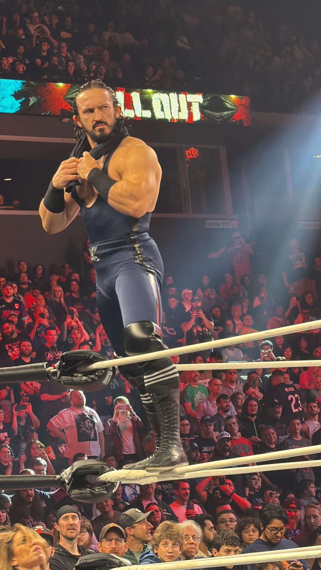 Wrestler in ring at All Out event