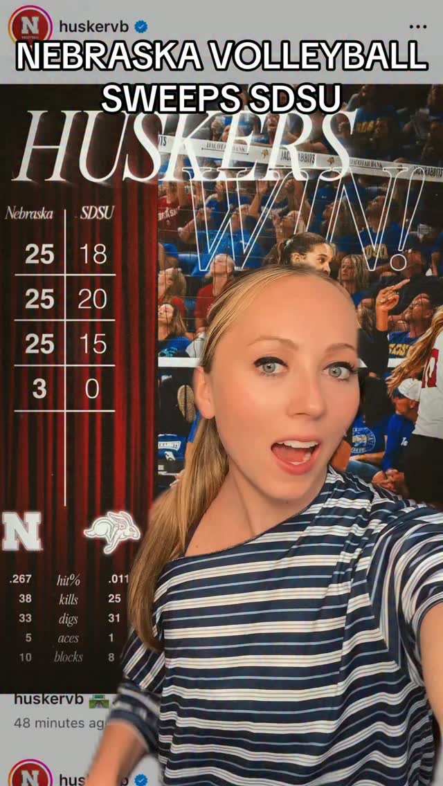 Nebraska volleyball sweeps SDSU 3-0...