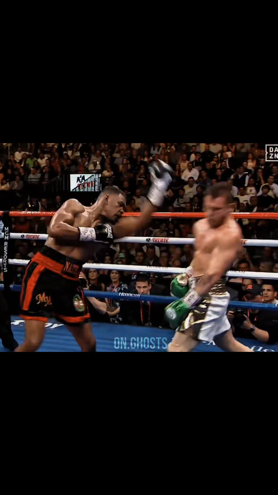 Canelo Álvarez in action, one of bo...