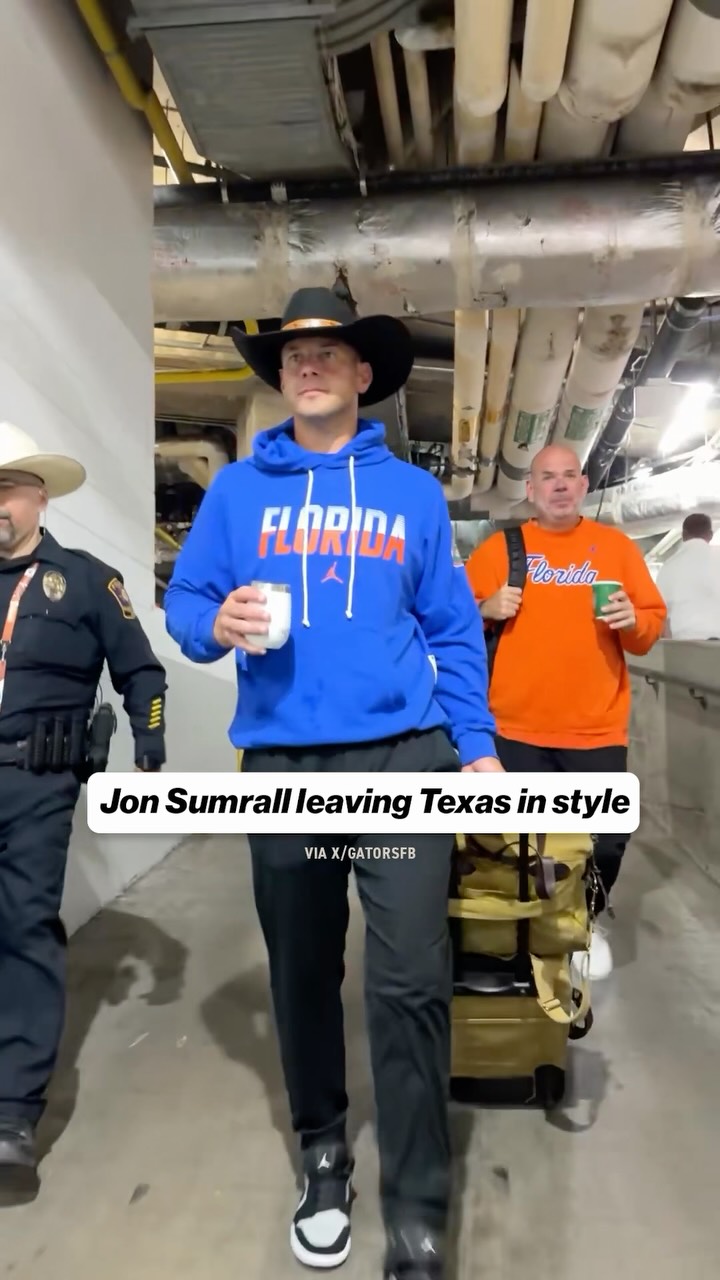 Jon Sumrall in a cowboy hat after F...