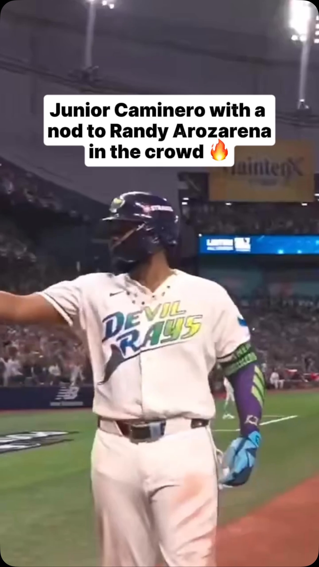 Junior Caminero nods to Randy Aroza...