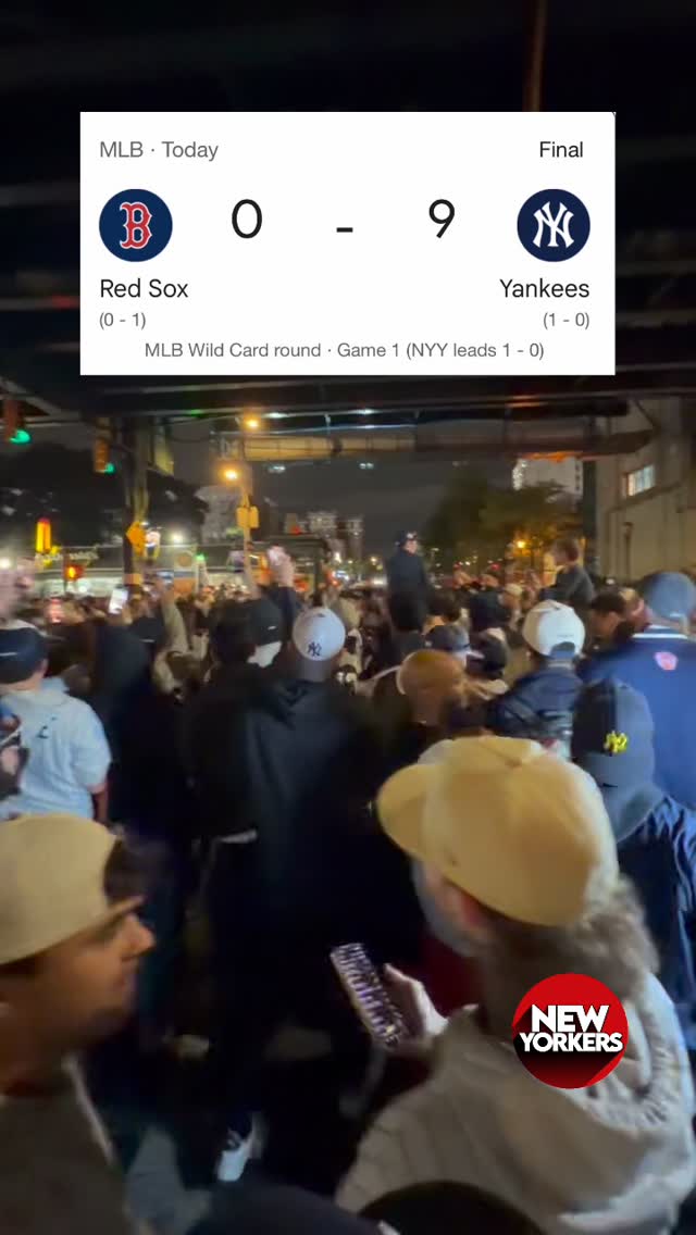 Yankees fans celebrate in the Bronx...