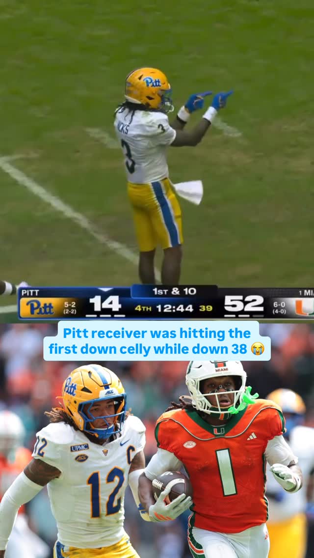 Pitt Receiver Celebrates While Down...