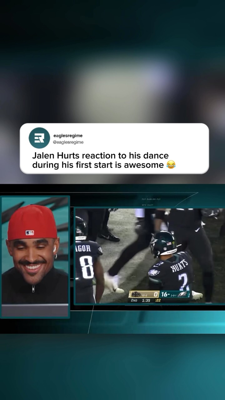 Jalen Hurts reacts to his dance dur...