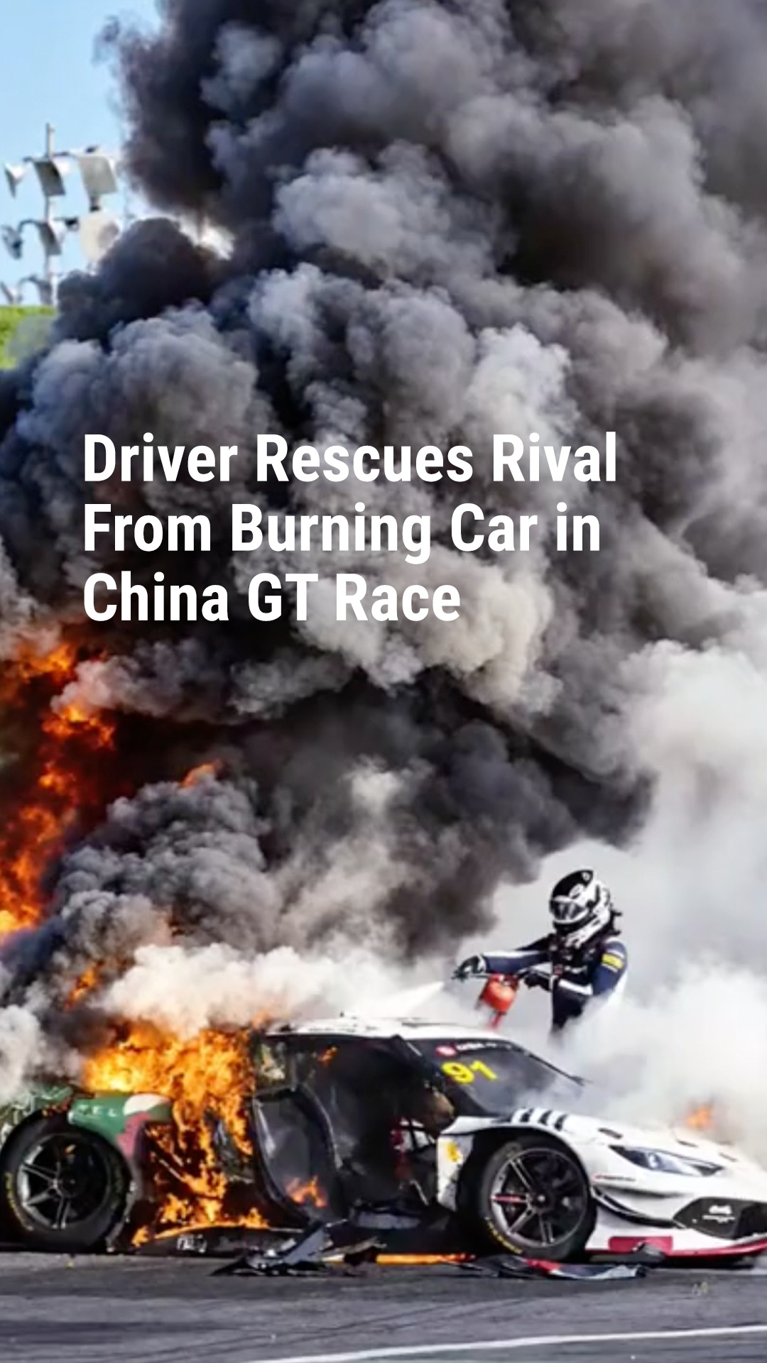 Driver Rescues Rival From Burning C...