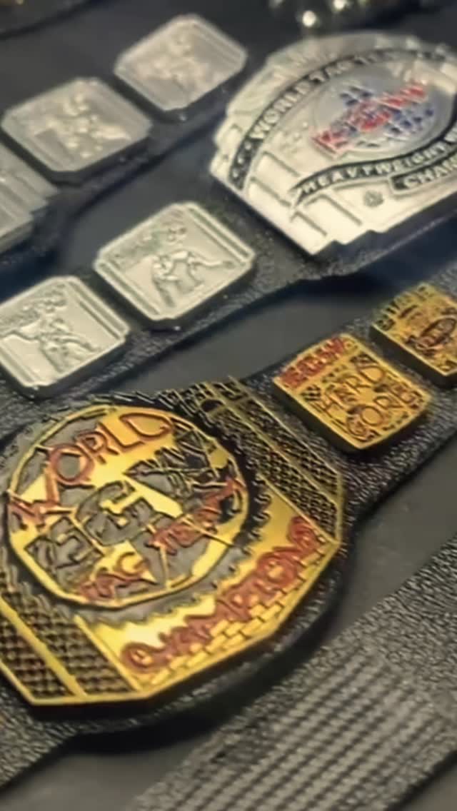 A close-up of custom pro wrestling ...