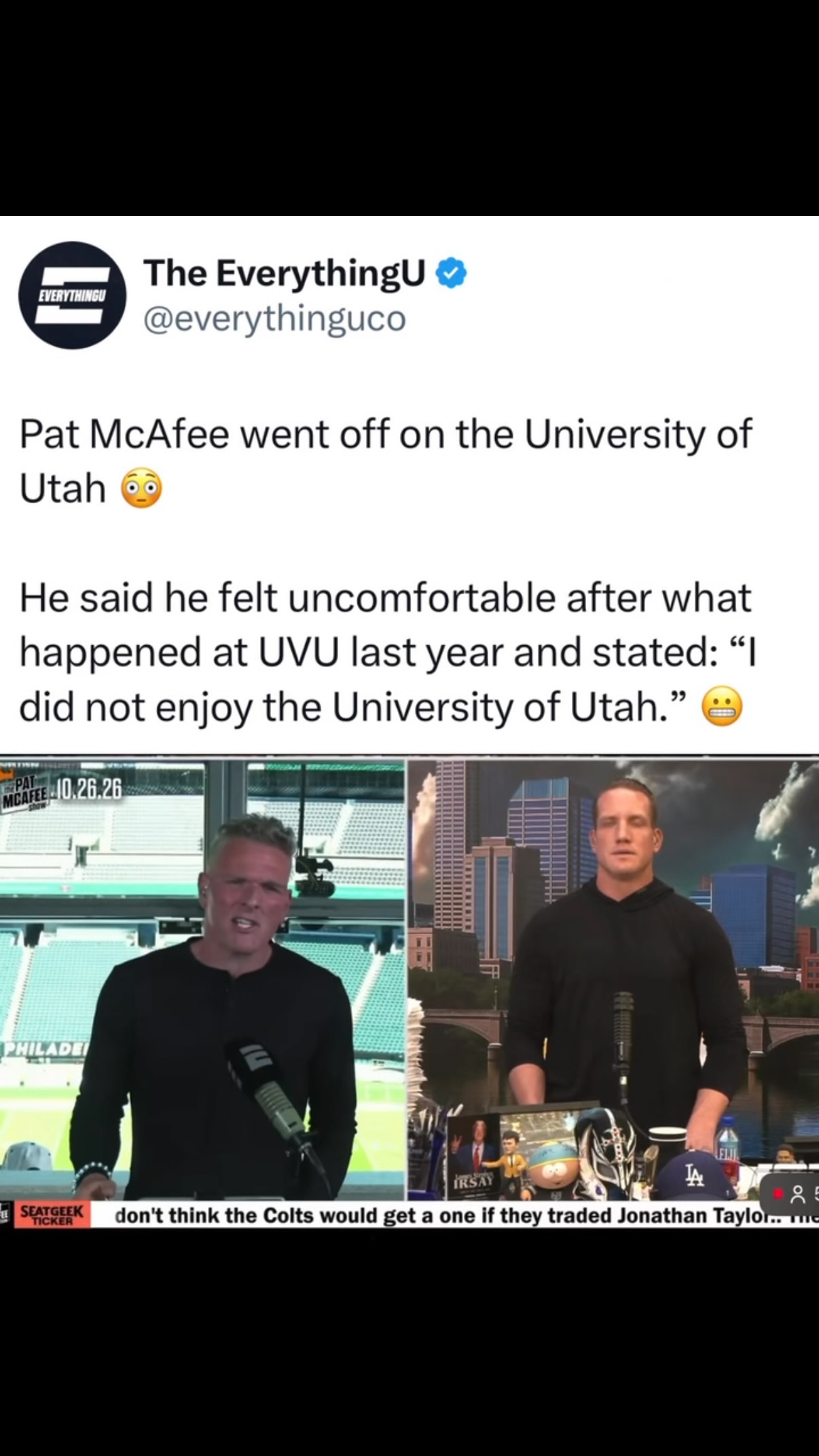Pat McAfee "did not enjoy" the Univ...