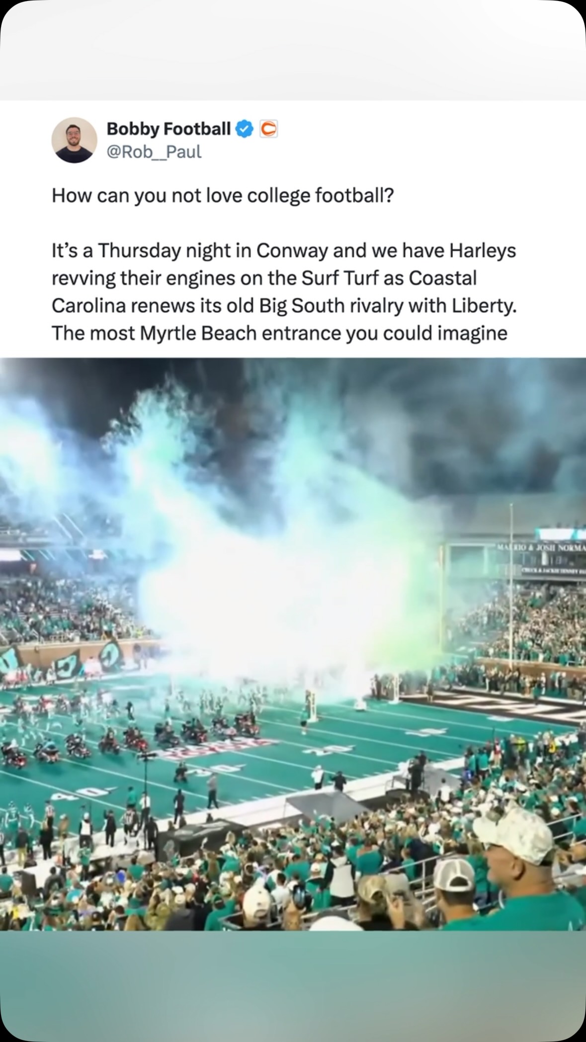 Coastal Carolina's electric entranc...