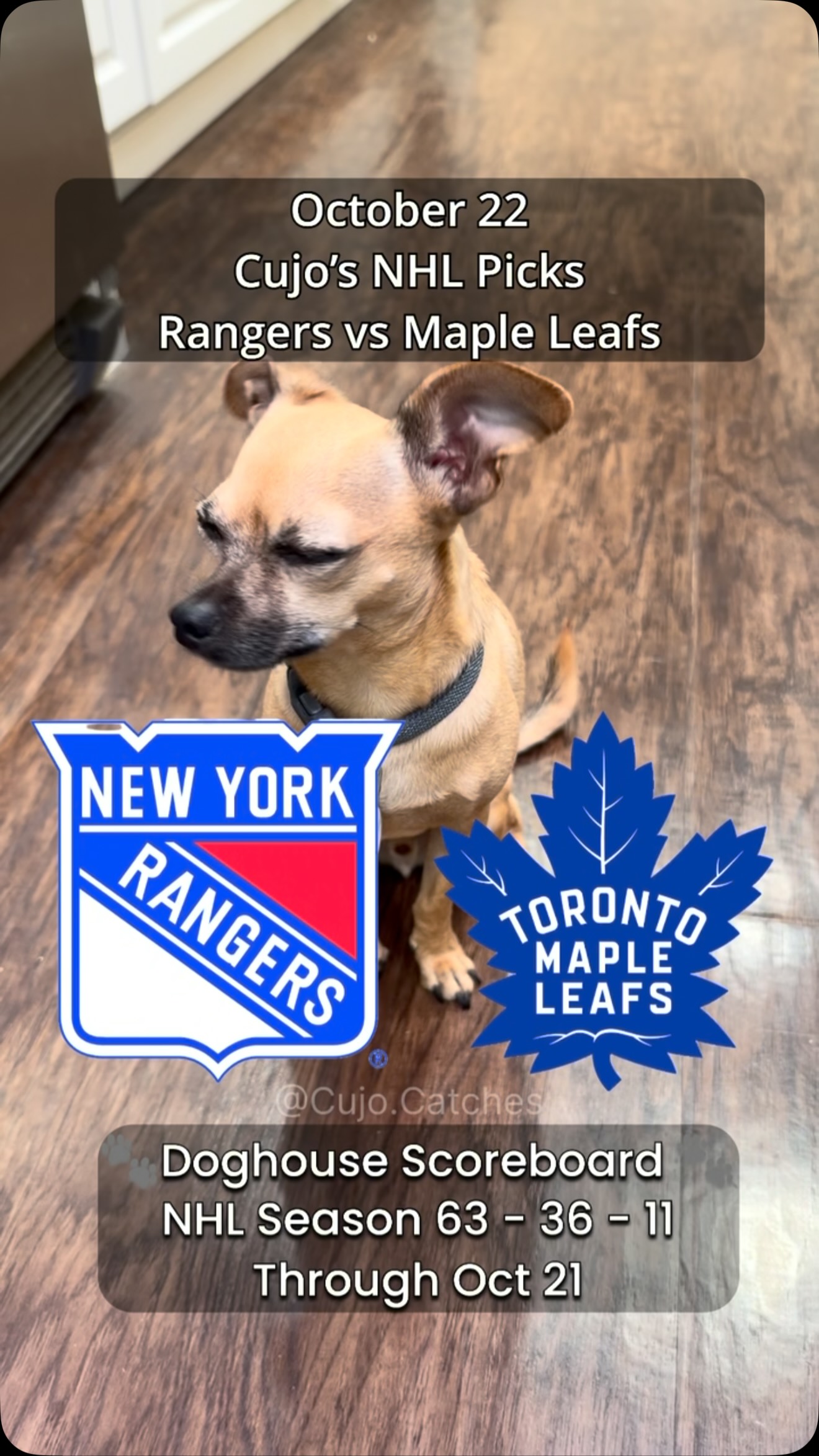 Cujo makes his NHL picks for Ranger...