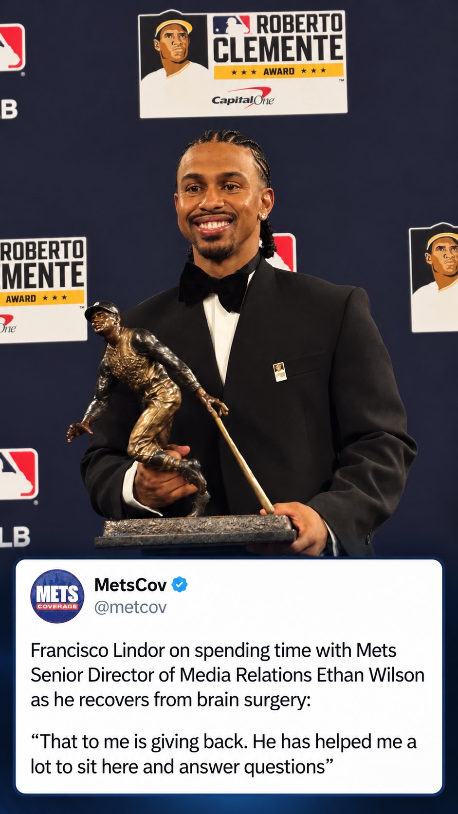 Francisco Lindor with Roberto Cleme...