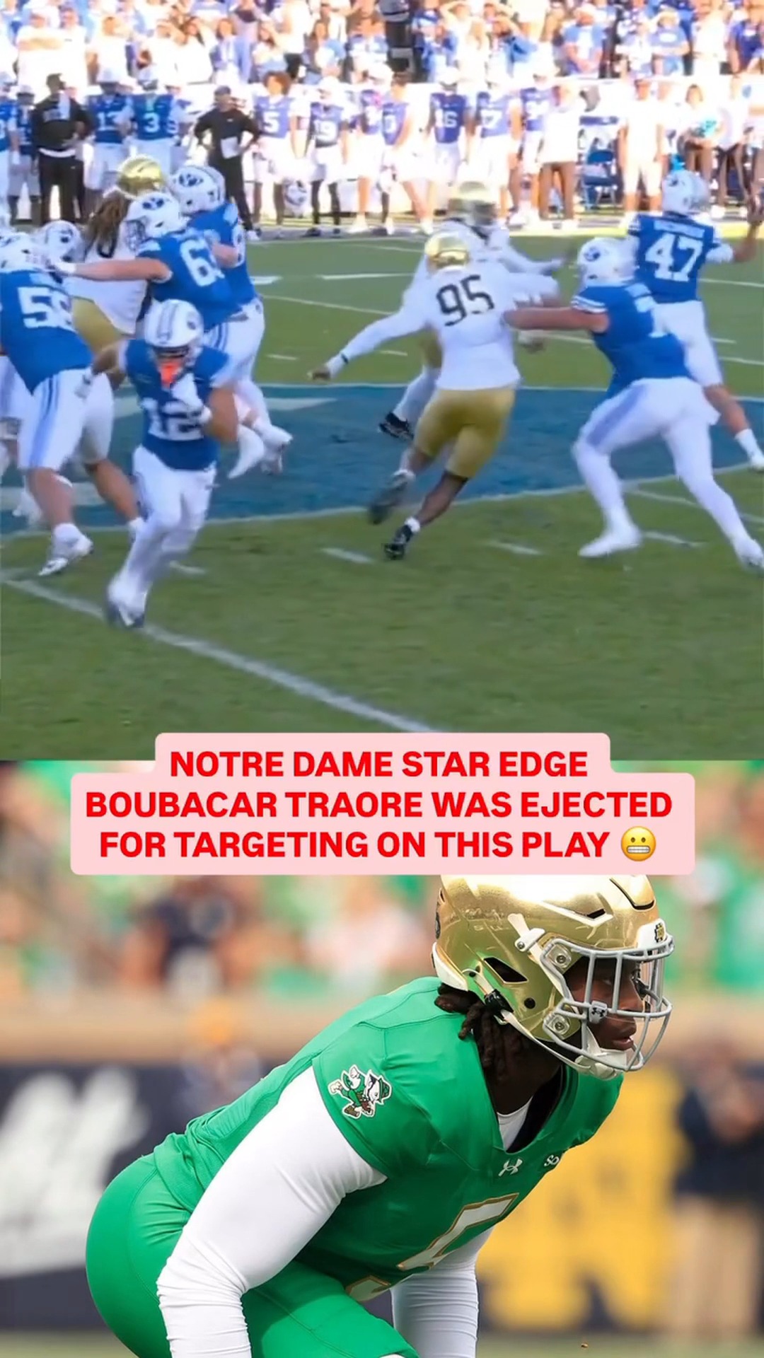Notre Dame's Boubacar Traore ejecte...