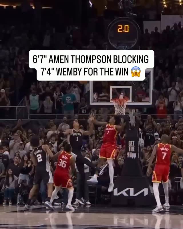 Amen Thompson Blocks Wemby for the ...