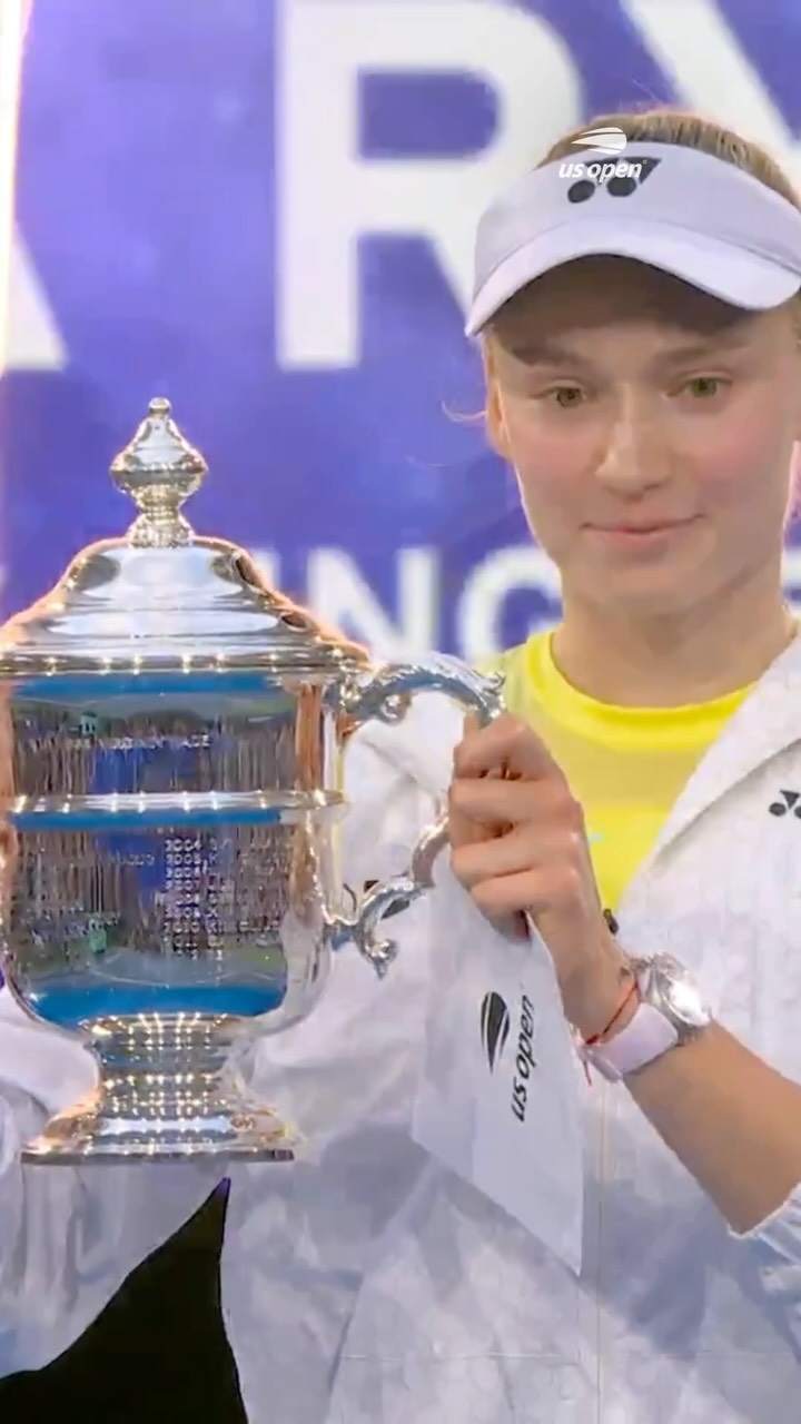 Elena Rybakina celebrates her US Op...