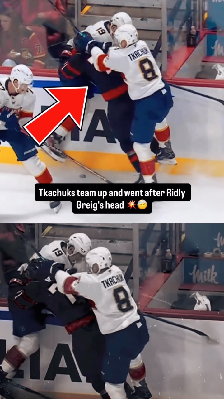 Tkachuk brothers double team Ridly ...