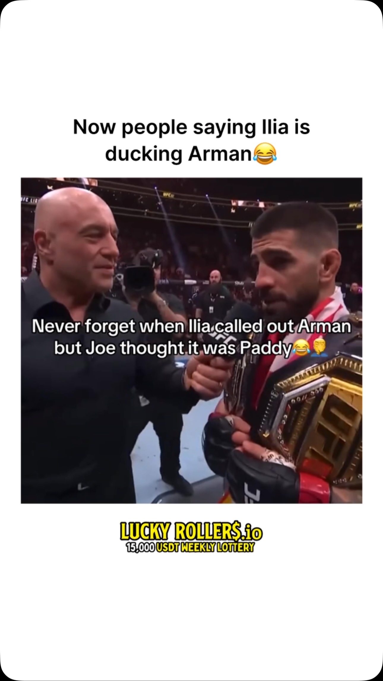 Ilia Topuria meme on ducking Arman ... on MILLIONS Ilia Topuria meme on ducking Arman ...