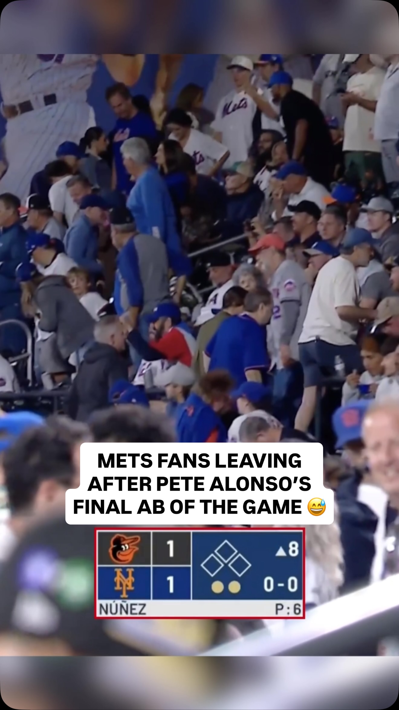 Mets fans leaving 8th inning after ... on MILLIONS Mets fans leaving 8th inning after ...