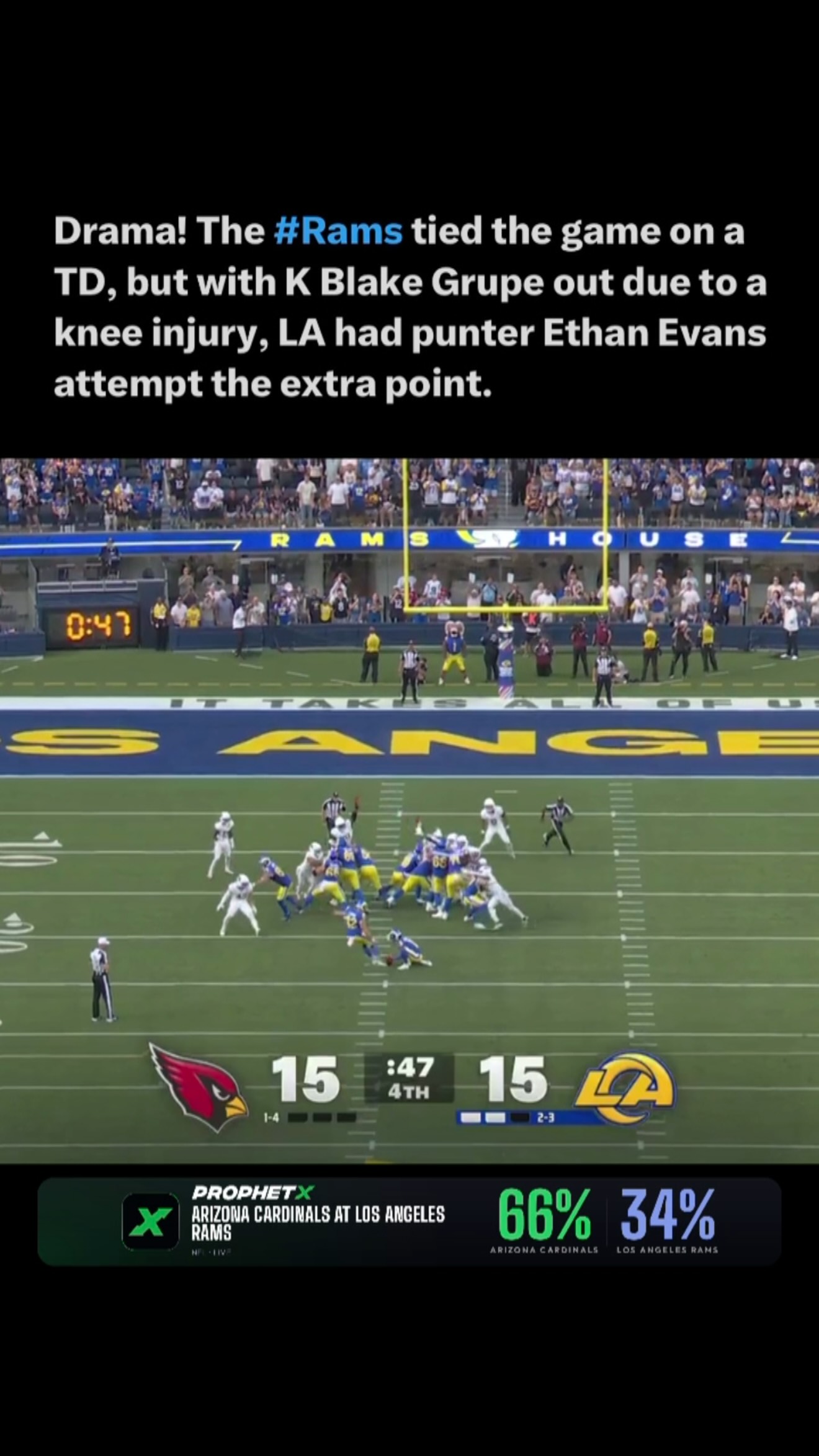 Drama! The Rams tied the game on a ...