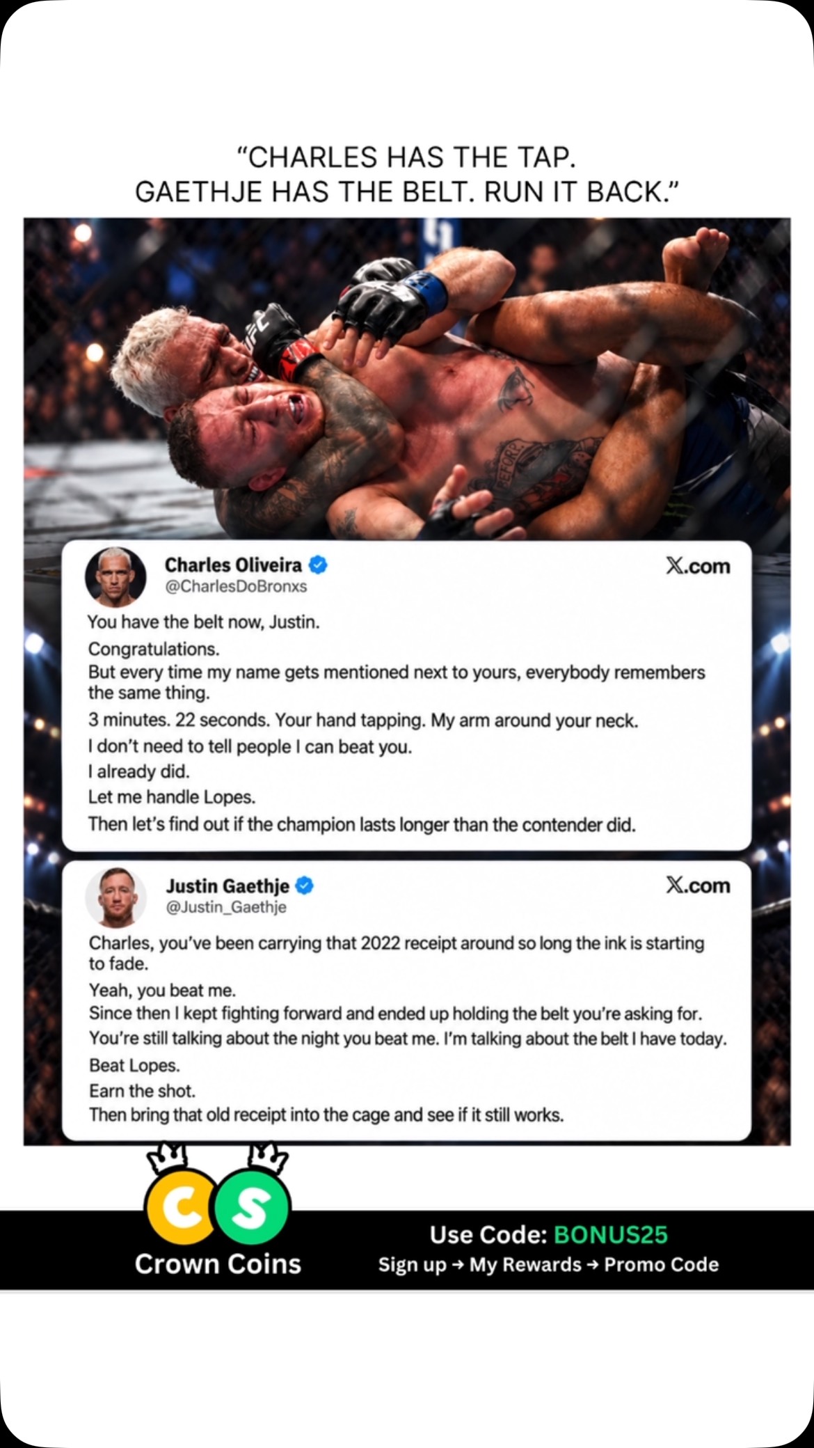 Charles Oliveira and Justin Gaethje... on MILLIONS Charles Oliveira and Justin Gaethje...