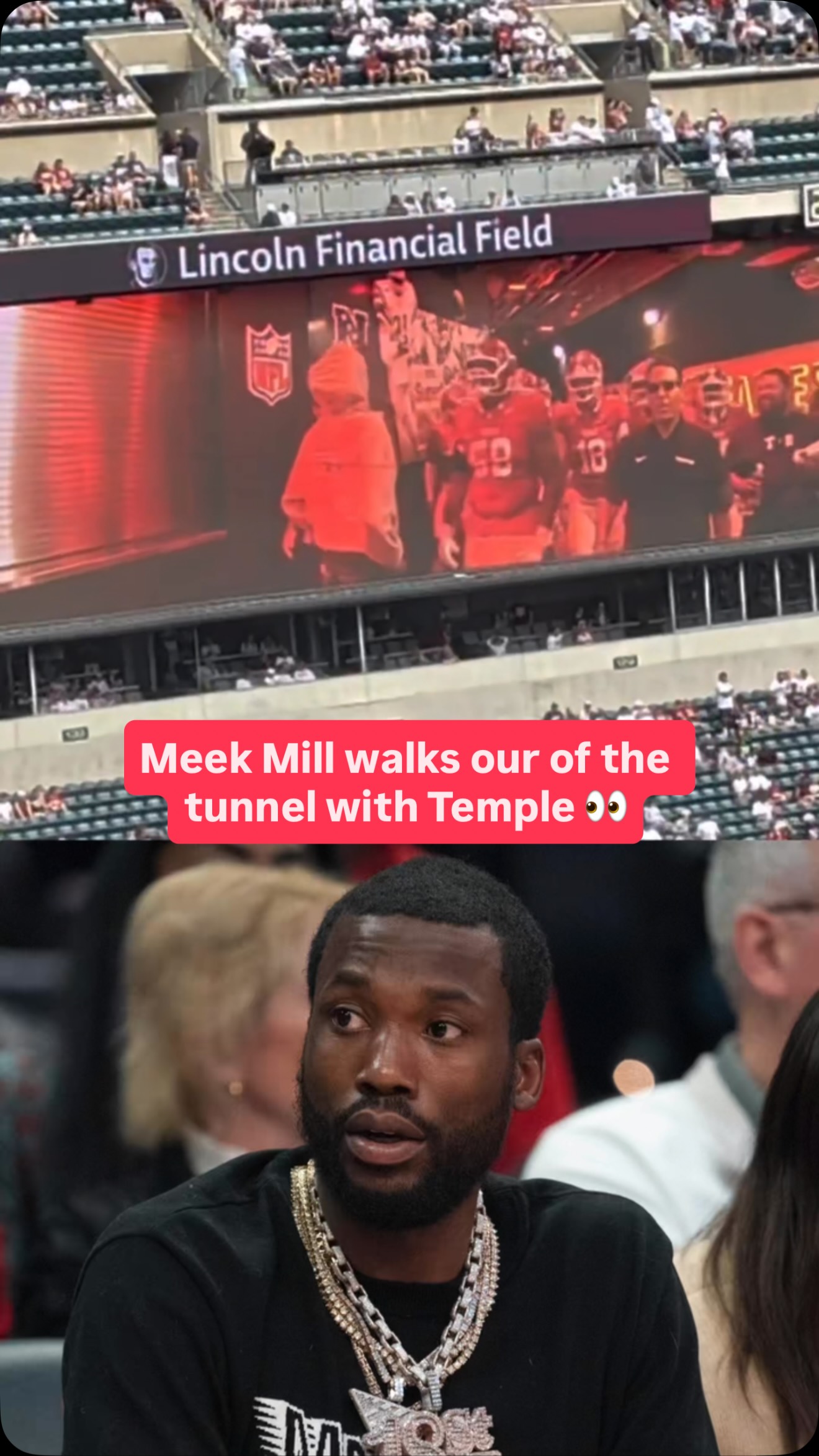 Meek Mill walks Temple out to the f...