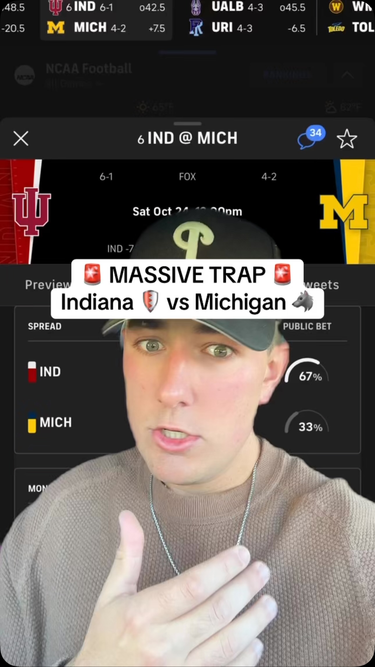 Indiana vs Michigan College Footbal...