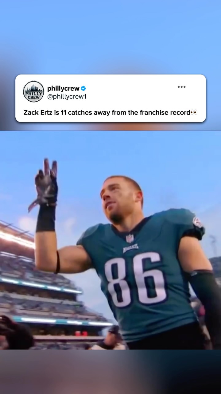 Zach Ertz is 11 catches away from t...
