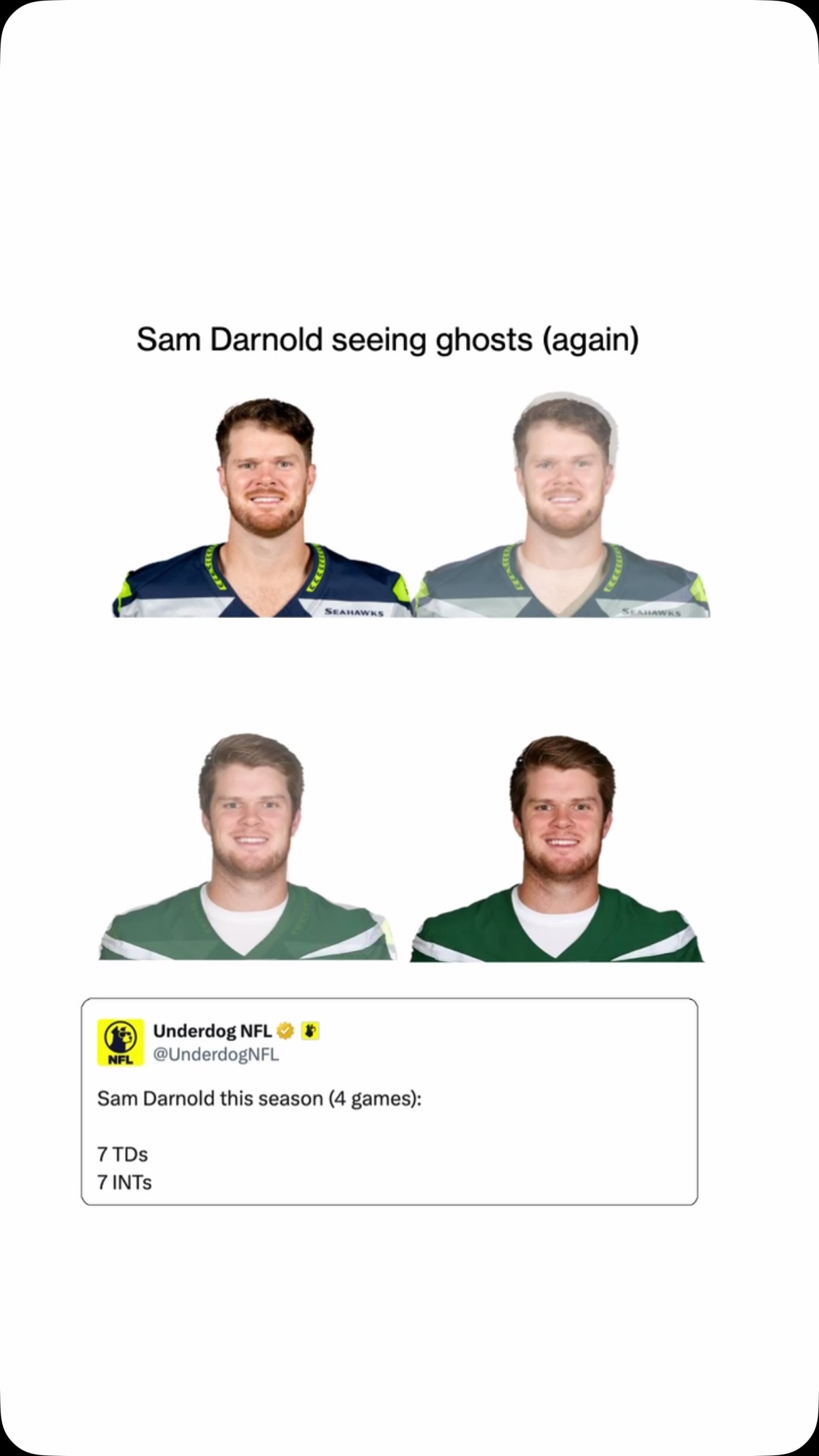 Sam Darnold's 'seeing ghosts' meme ...