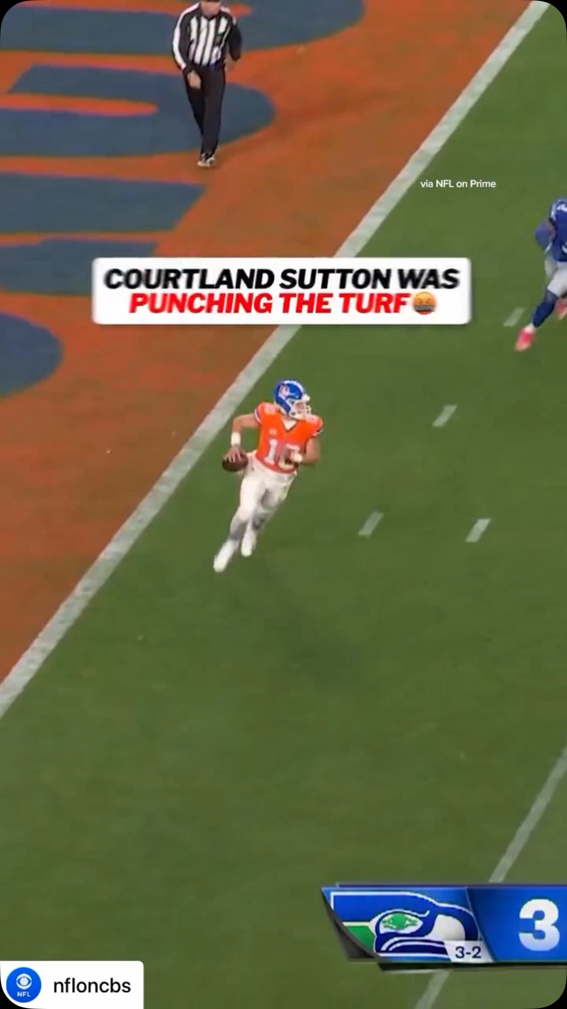Courtland Sutton shows frustration ...