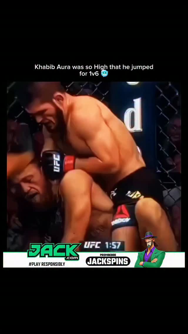 Khabib Nurmagomedov jumps the cage ...