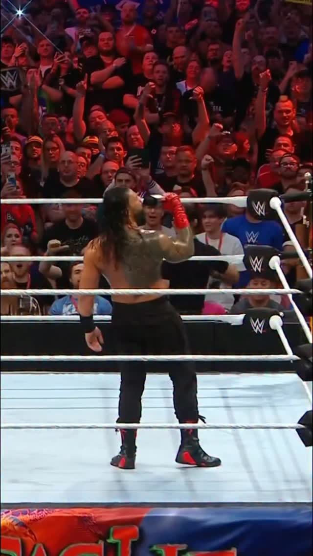 Wrestler on ring with crowd cheerin...