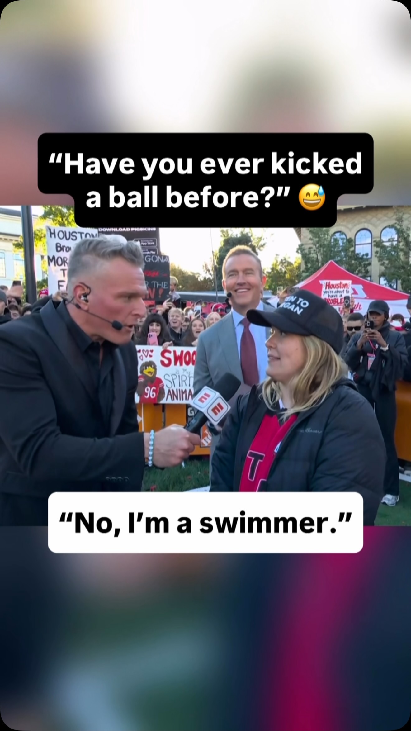 Pat McAfee Show interacts with a sw...