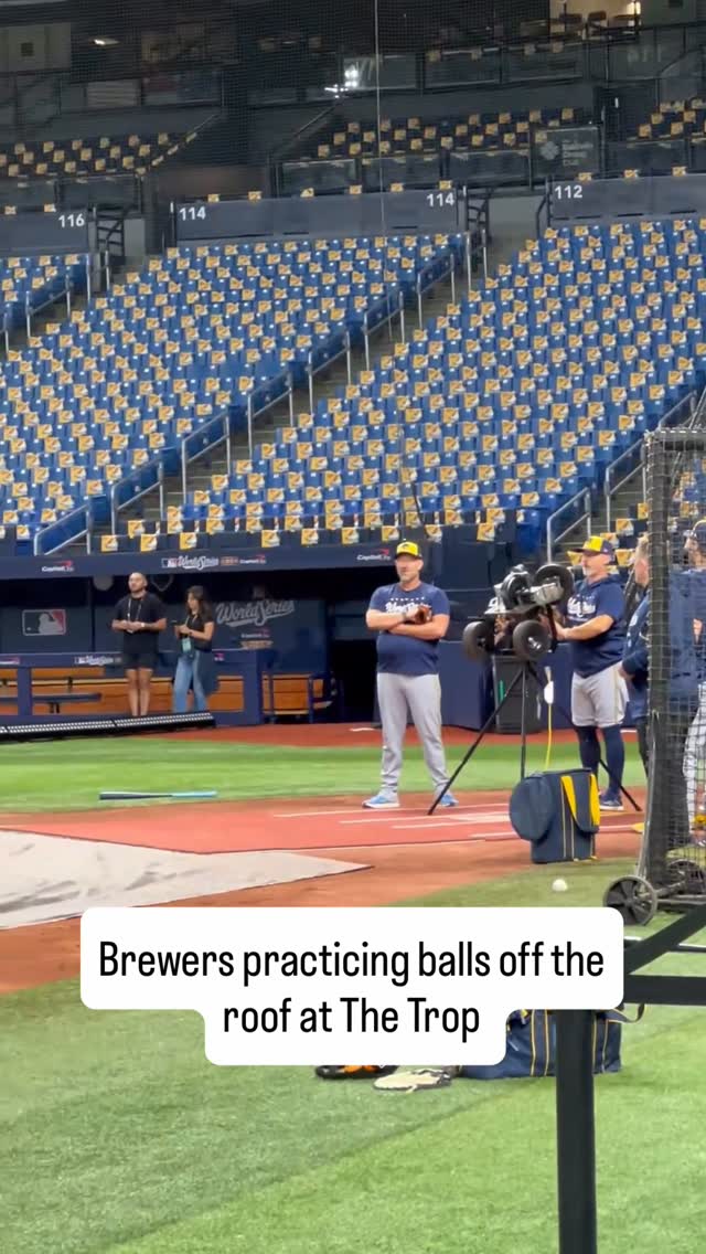 Brewers practice hitting balls off ...
