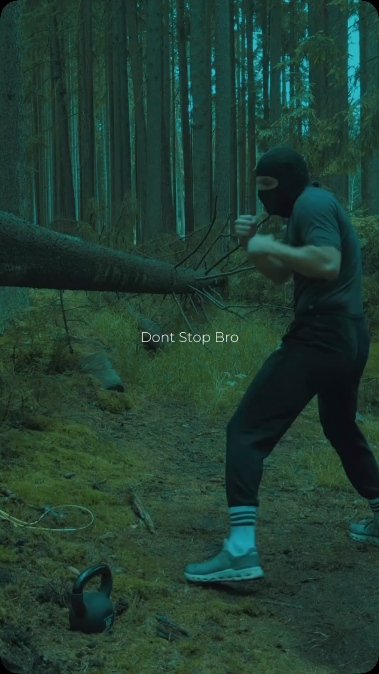Man shadowboxing in forest with mot... on MILLIONS Man shadowboxing in forest with mot...